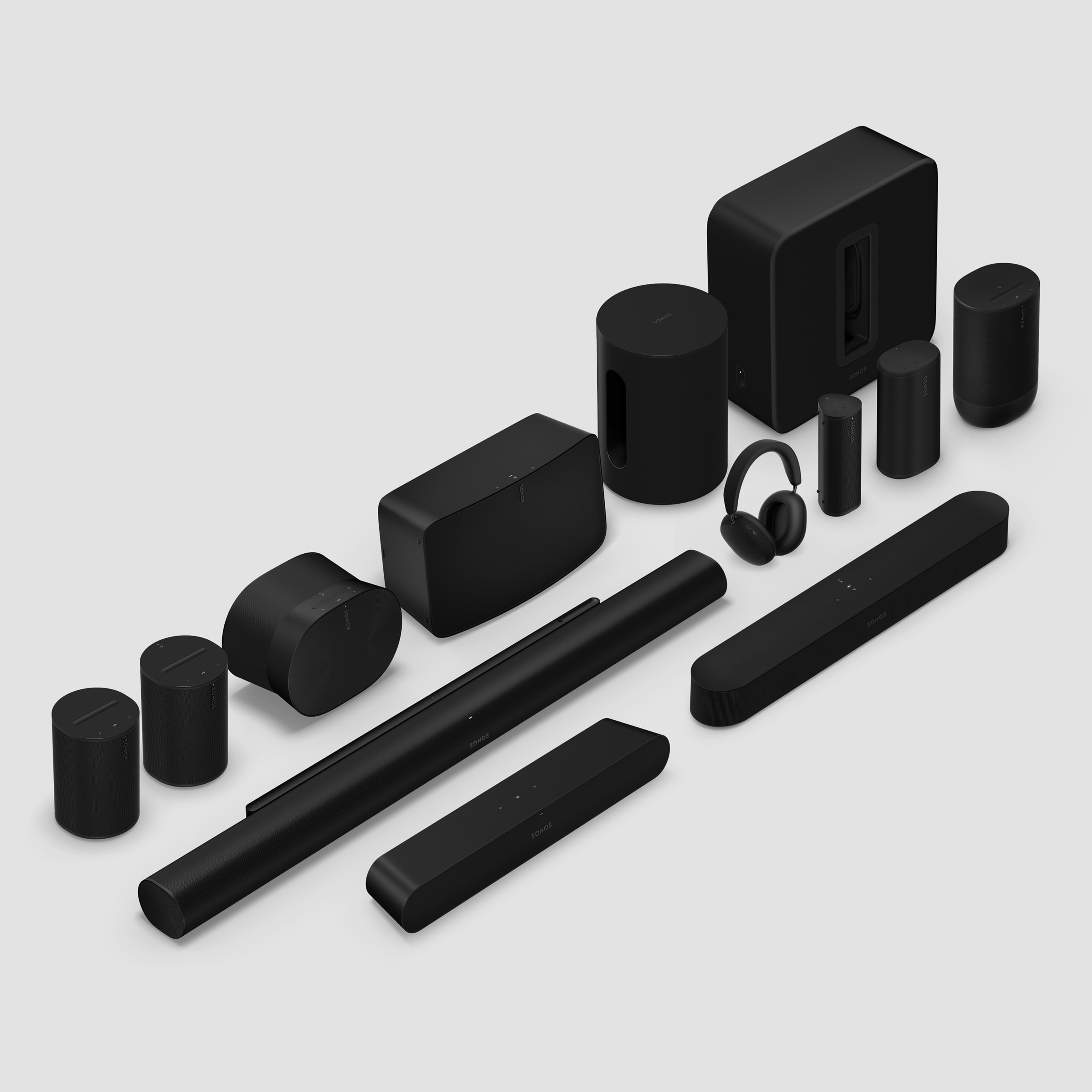 La gamme de produits Sonos en noir