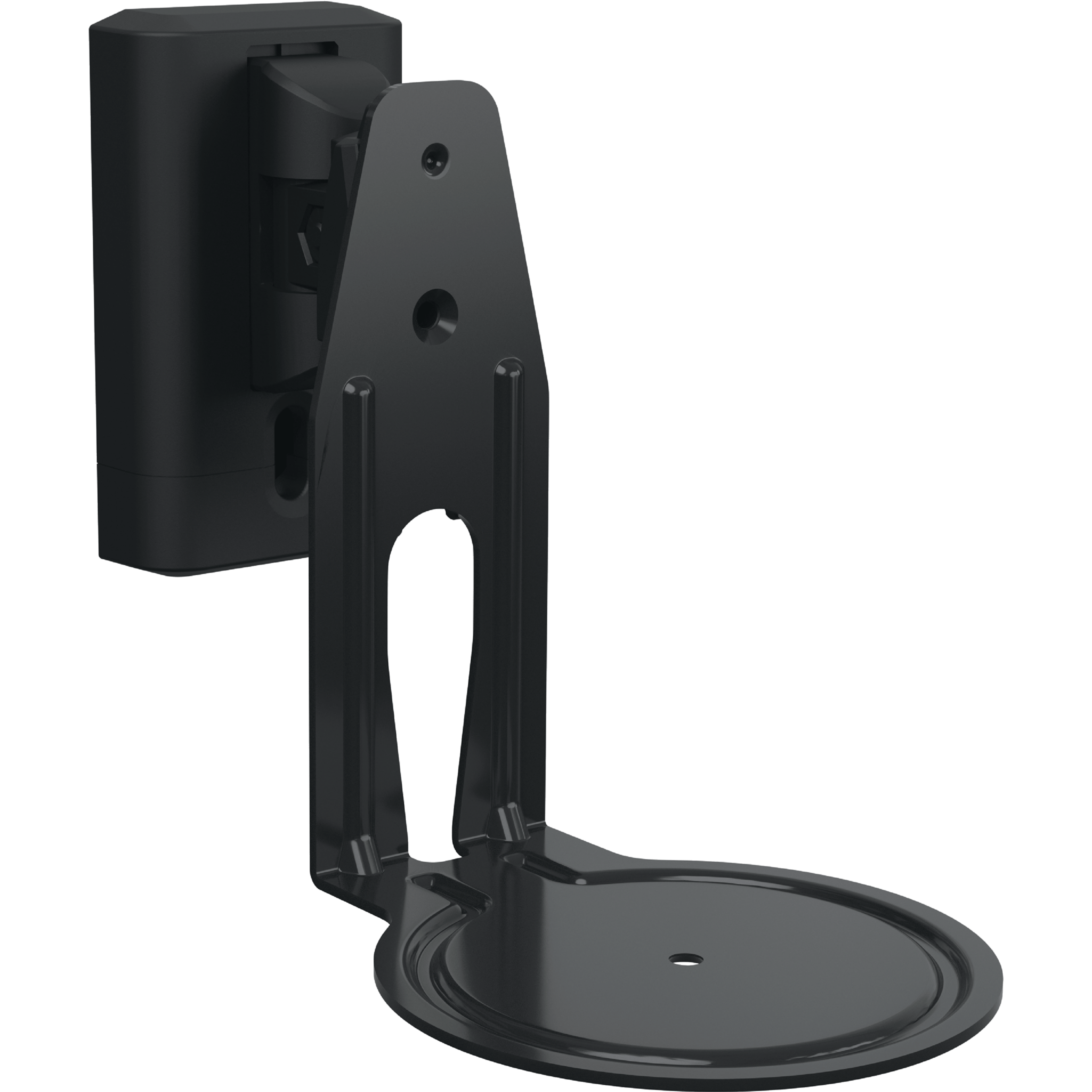 Immagine di un supporto a parete Sanus nero per speaker Sonos Era 100
