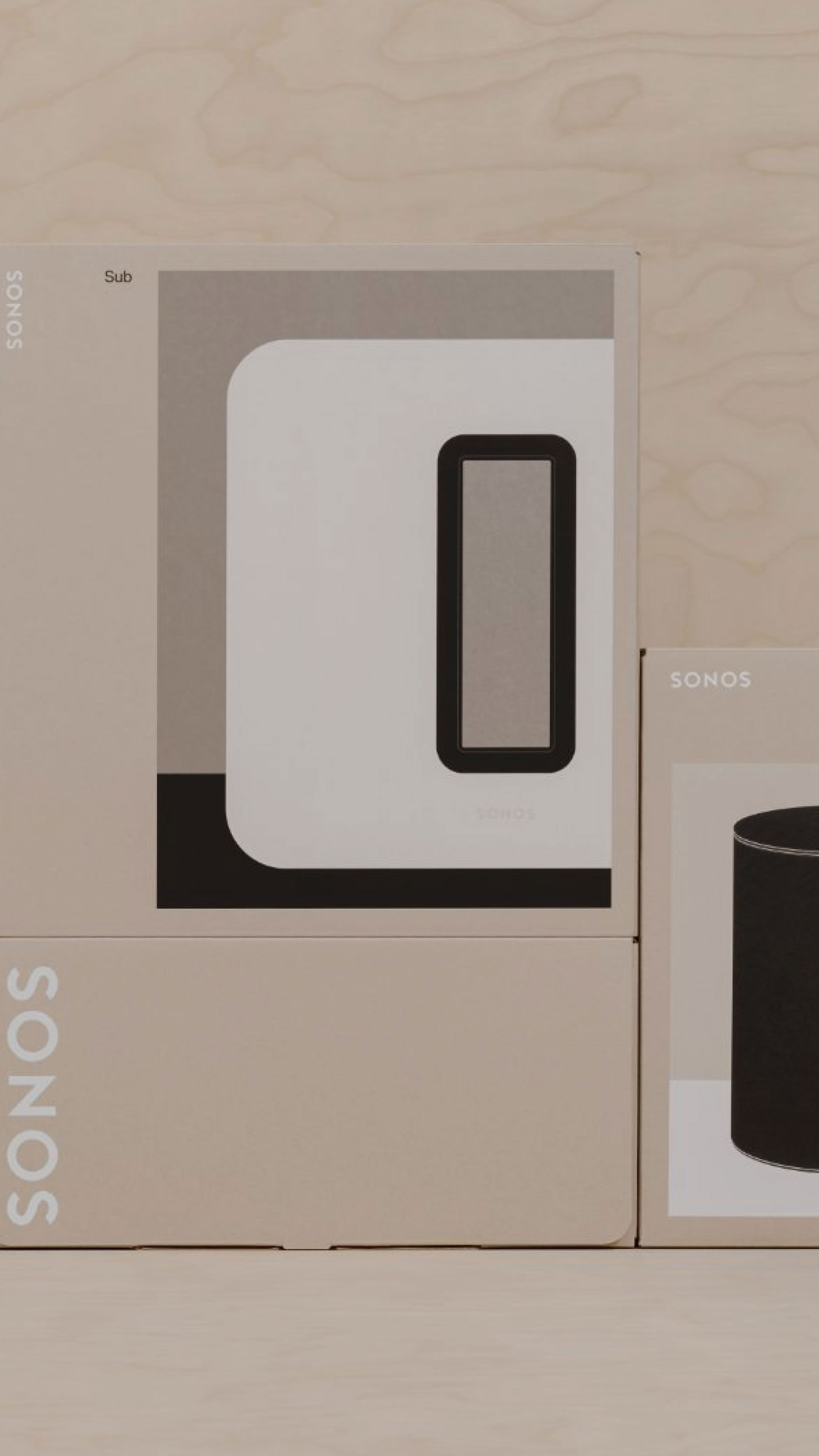 Présentation de produits Sonos dans leur emballage