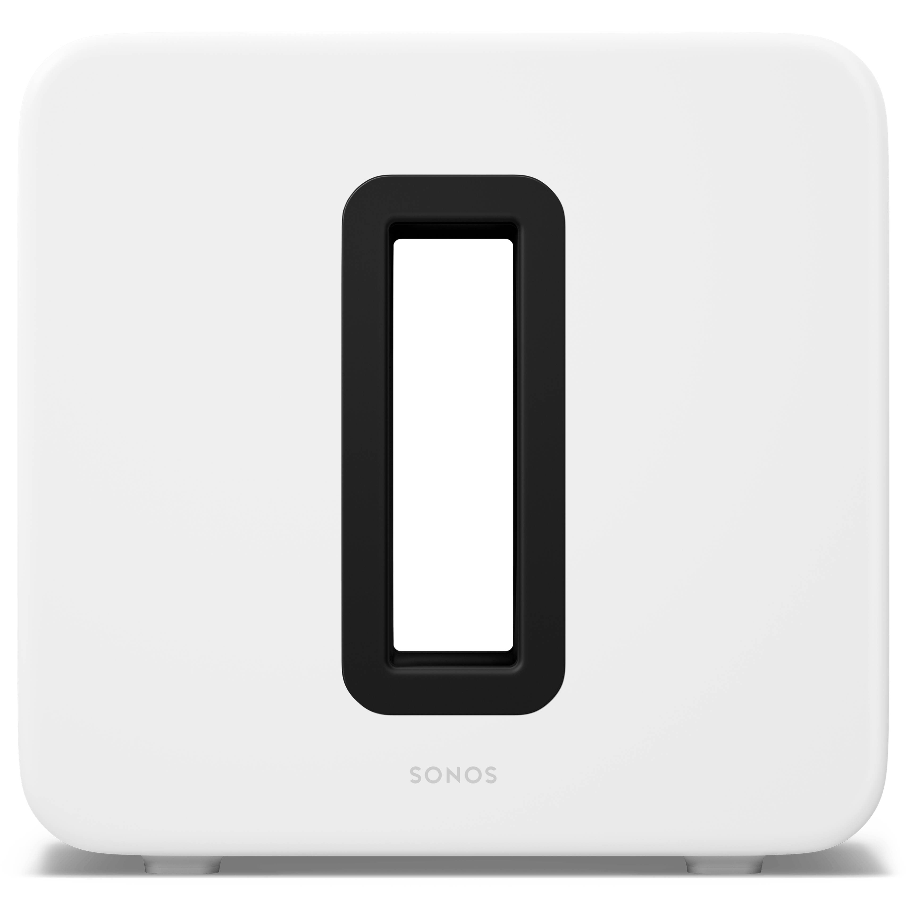 Vorderansicht eines Sonos Sub 4 in Weiß