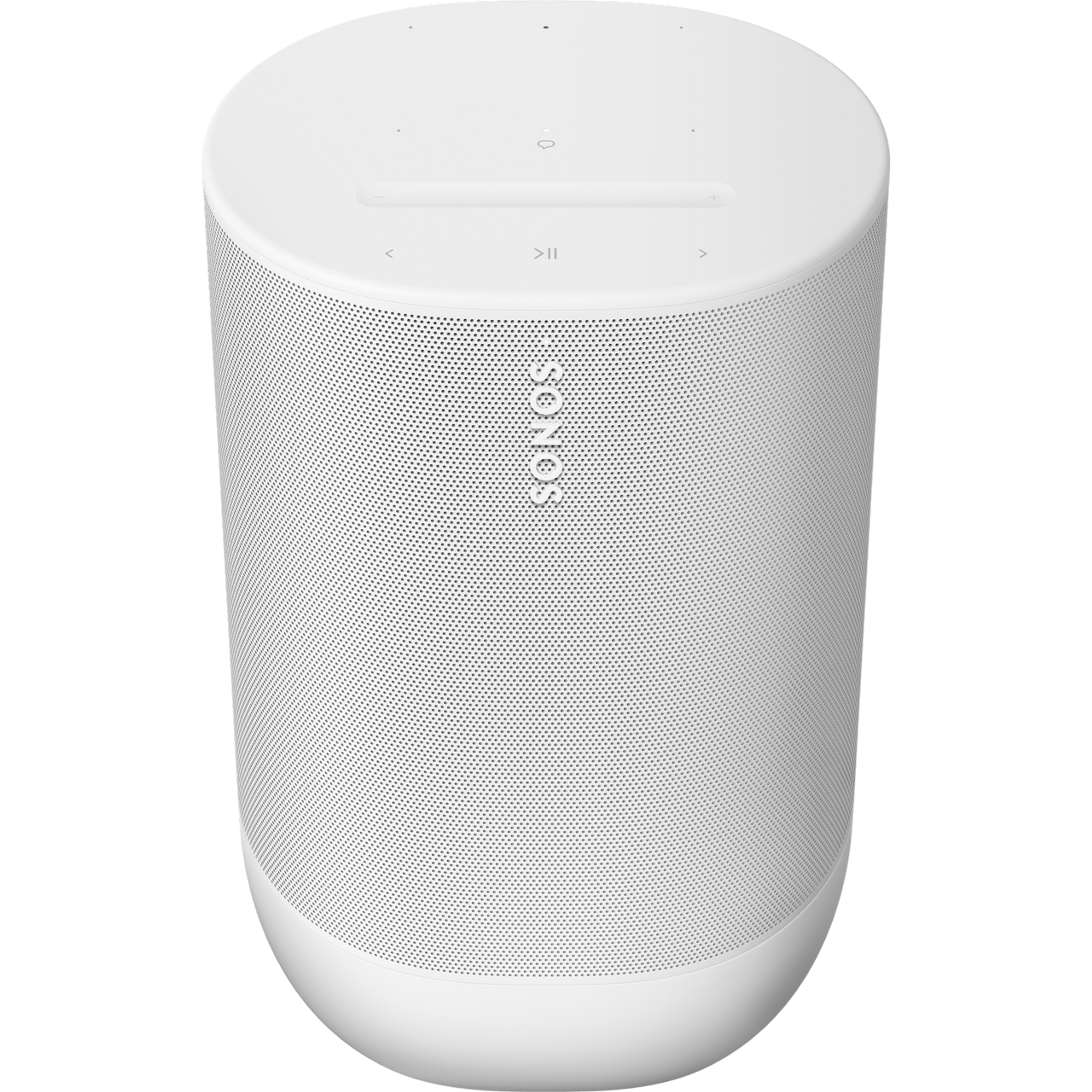 Vorderansicht eines nach unten geneigten Sonos Move 2 in Weiß