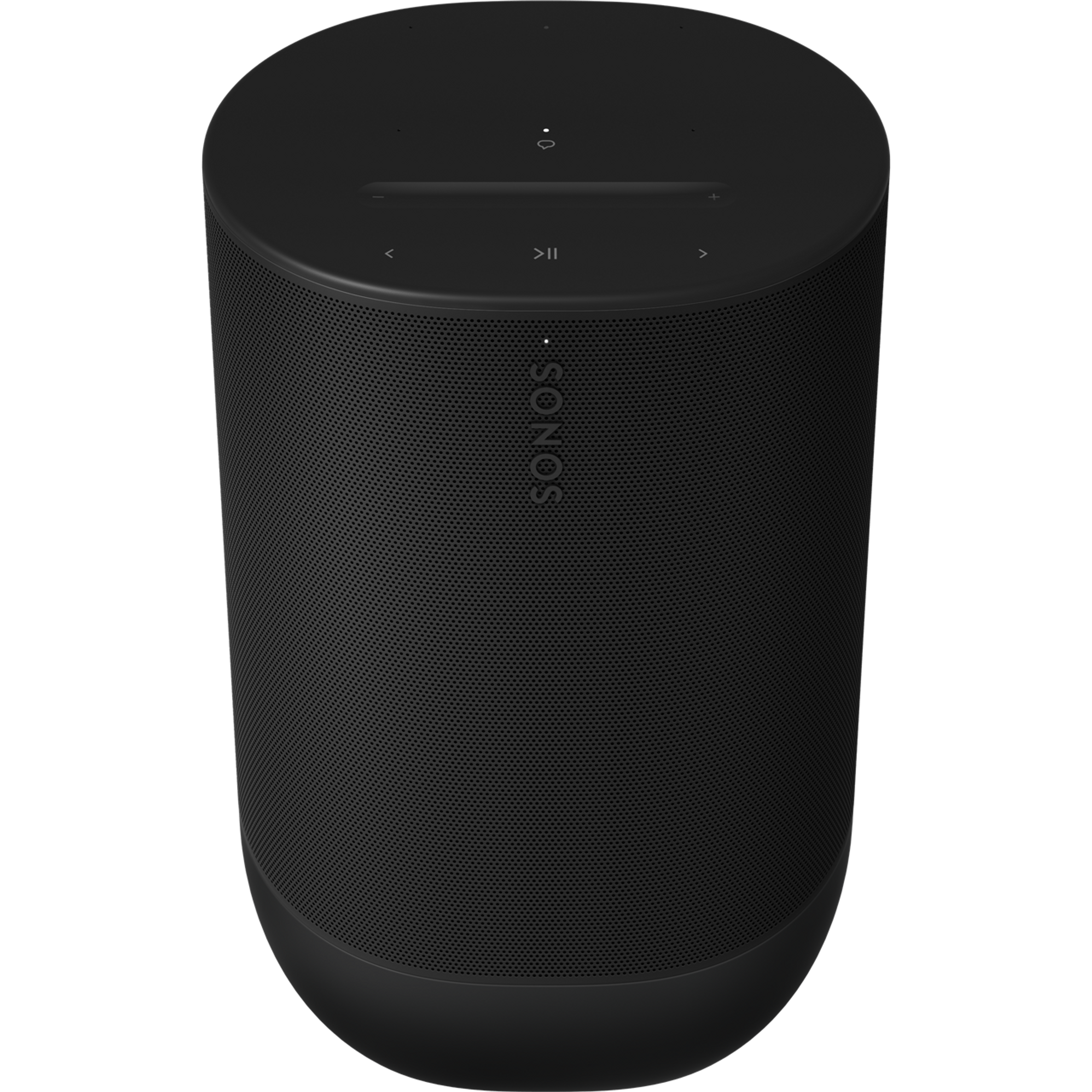 Widok przedniej części Sonos Move 2 w kolorze czarnym, przechylonego pod kątem