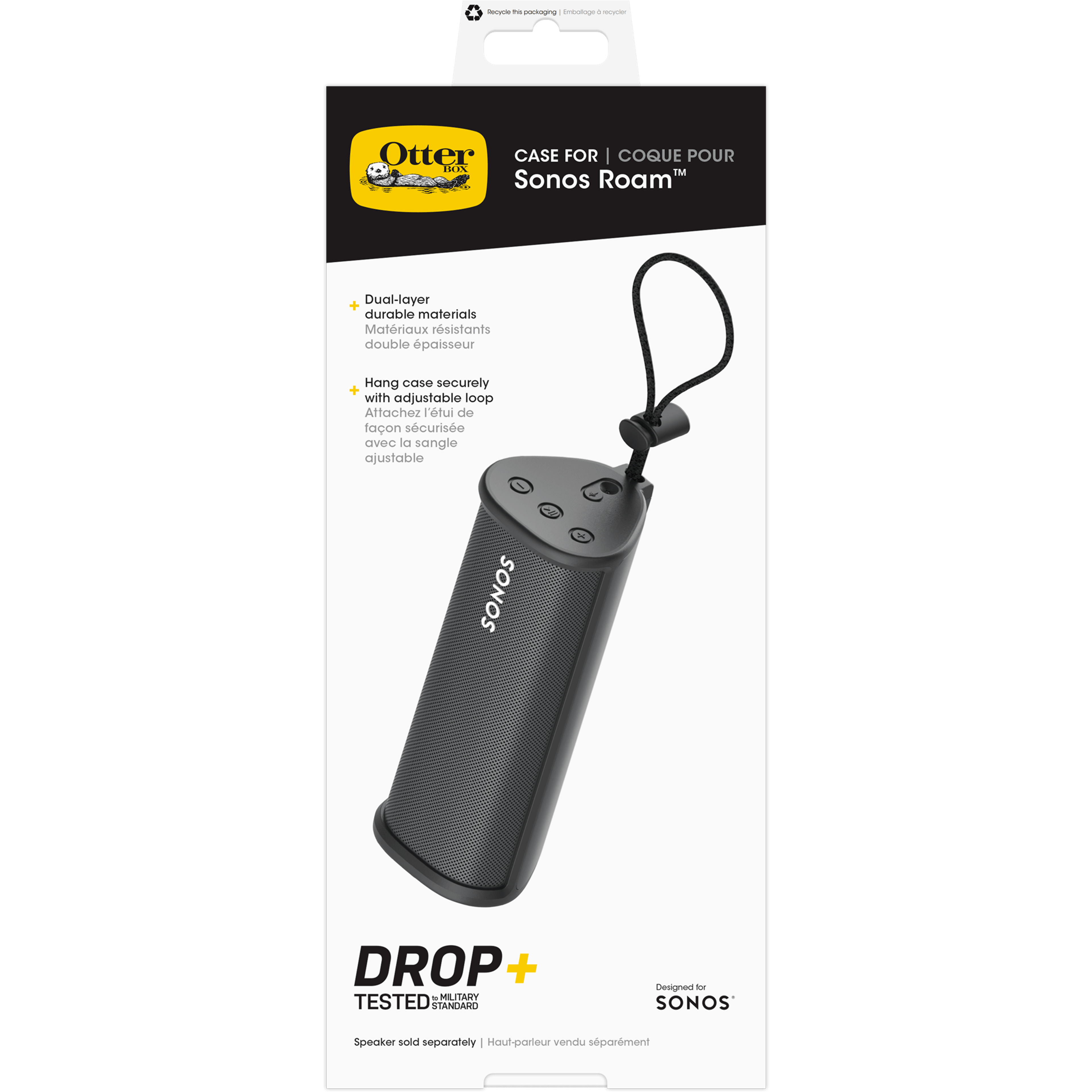 Image de l’emballage de l’étui Otterbox pour Sonos Roam noir