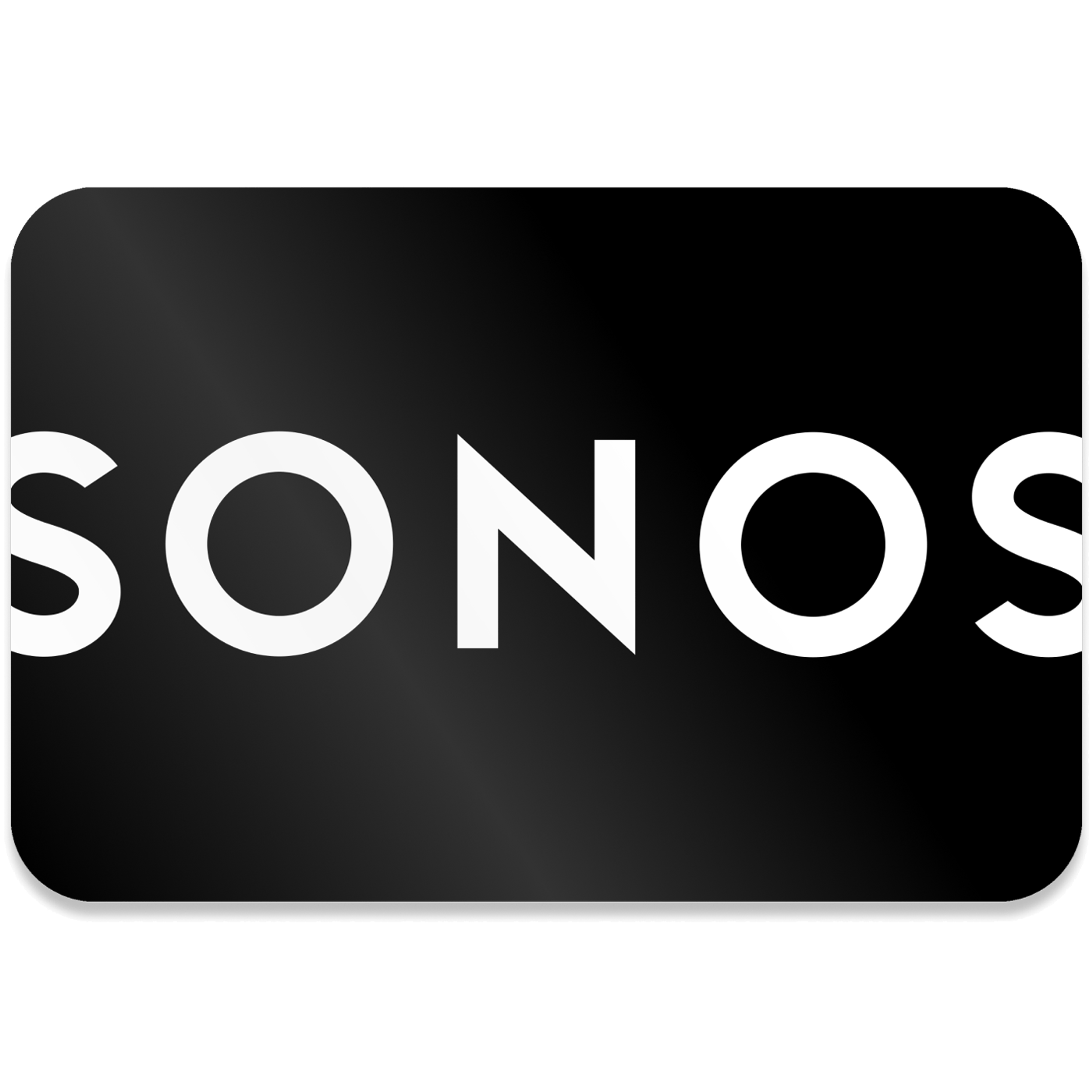 Tarjeta de regalo Sonos en negro con texto en blanco