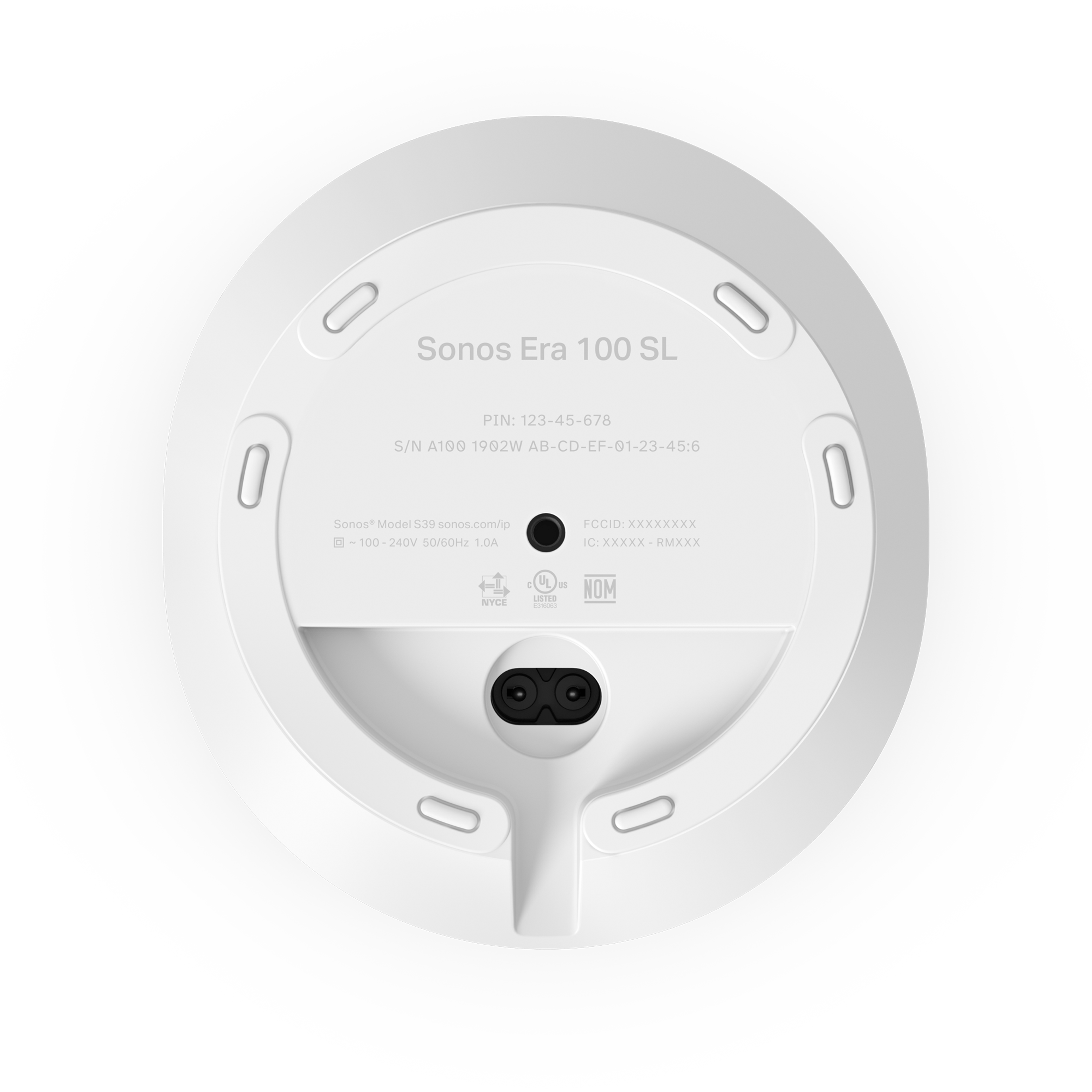 Bottom of a white Sonos Era 100 SL