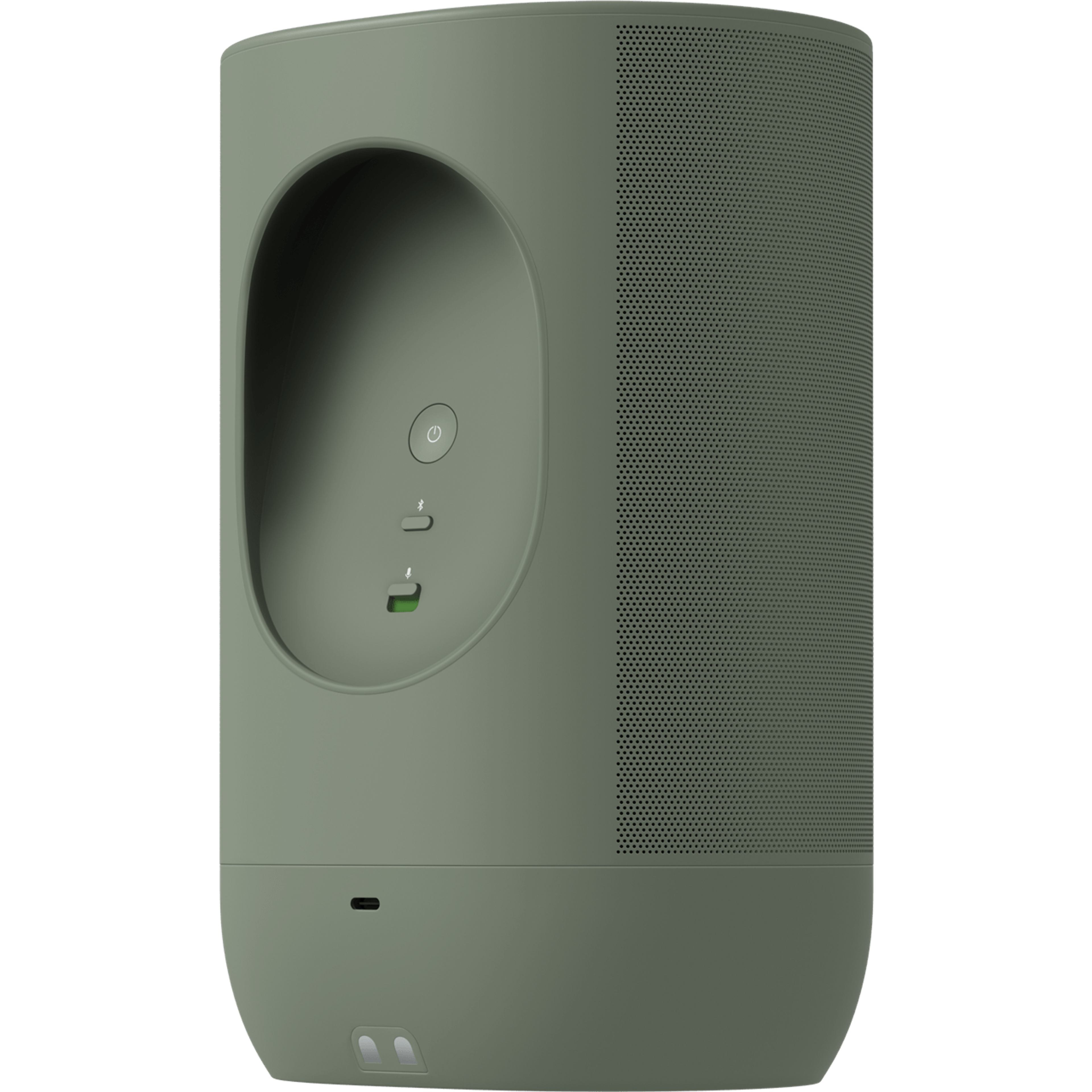 Widok tylnej części Sonos Move 2 w kolorze zielonym, obróconego lekko w bok