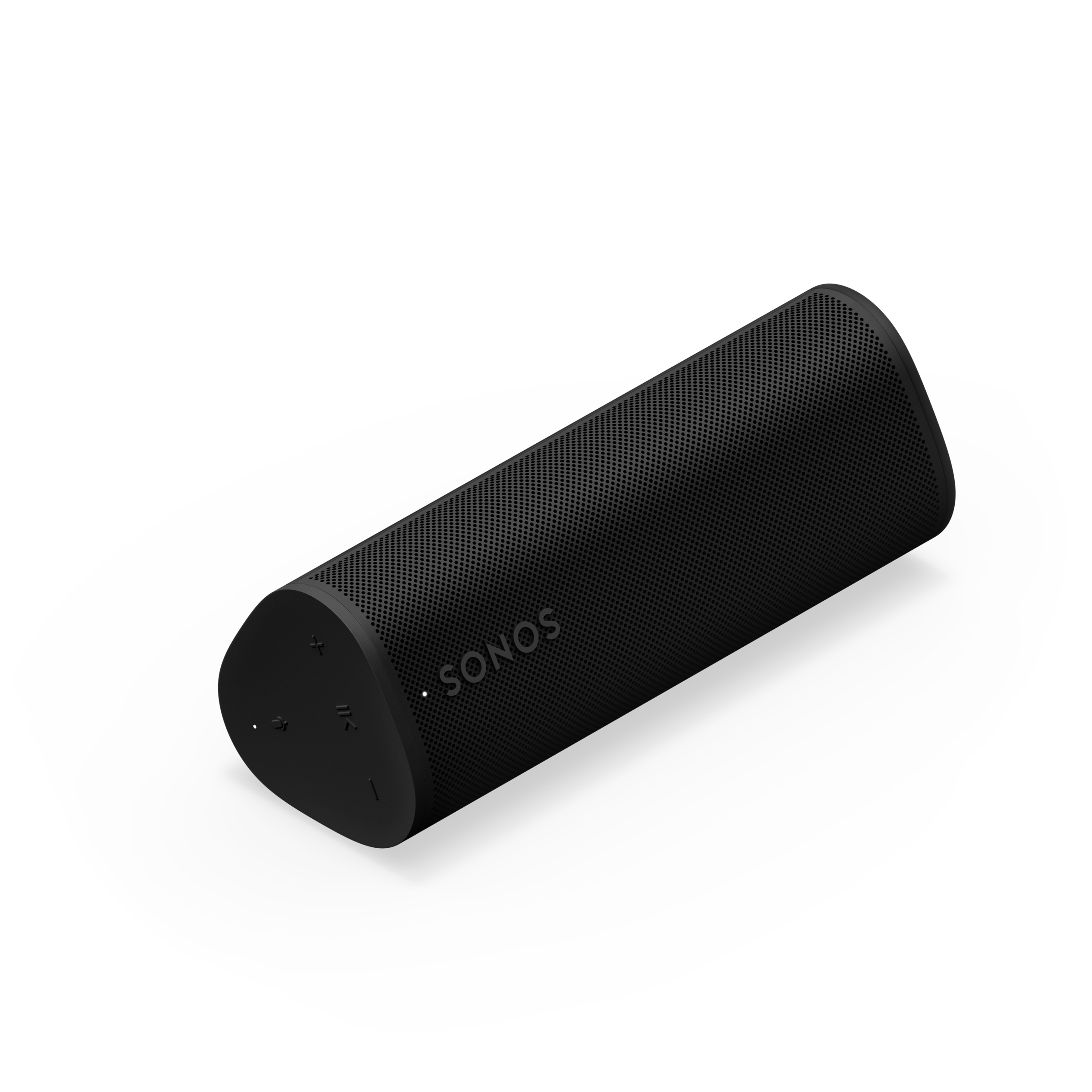 Horizontale Schrägansicht des Sonos Roam 2 in Schwarz
