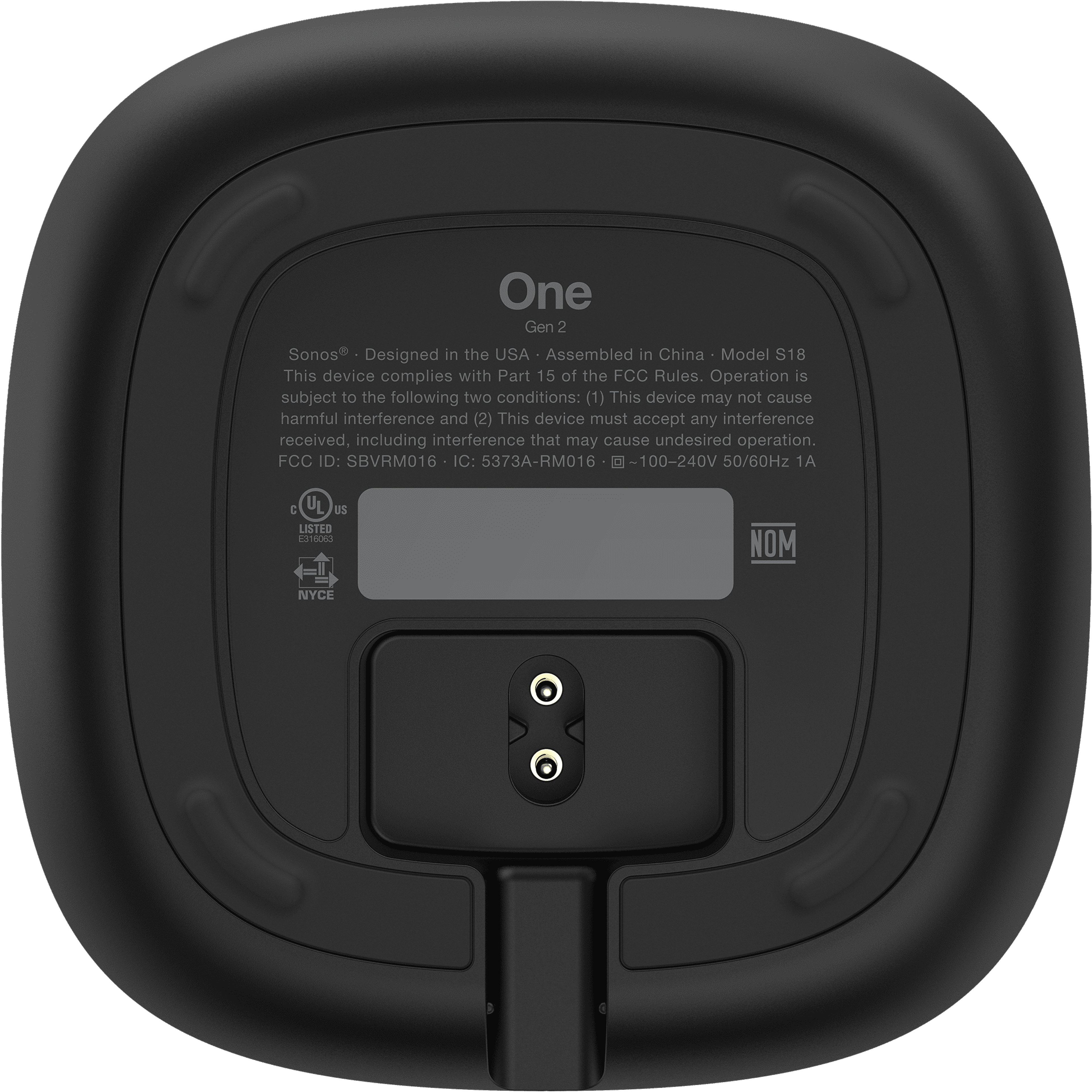 Sonos One noir - dessous