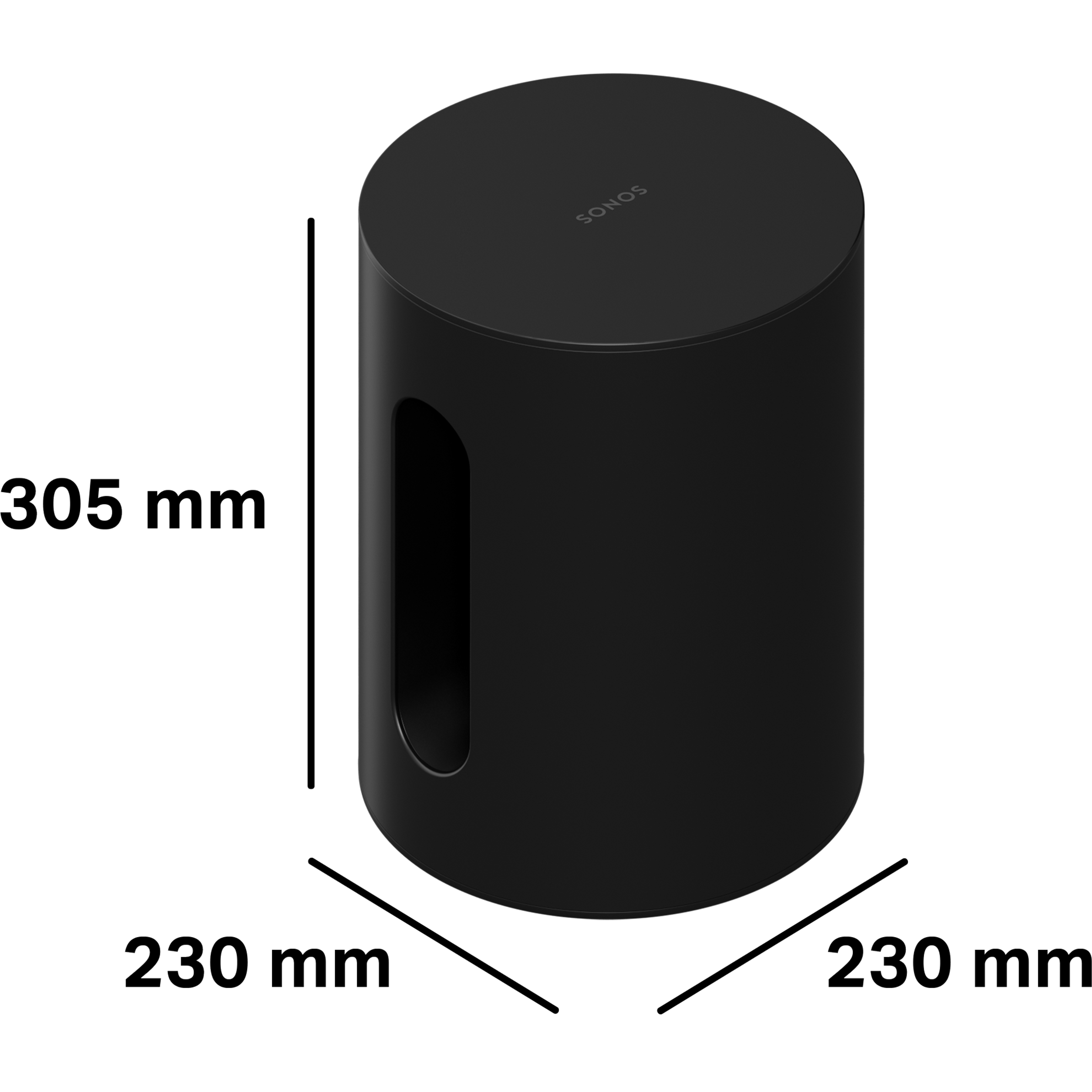 Der Sub Mini ist 305 mm hoch mit einem Durchmesser von 230 mm.