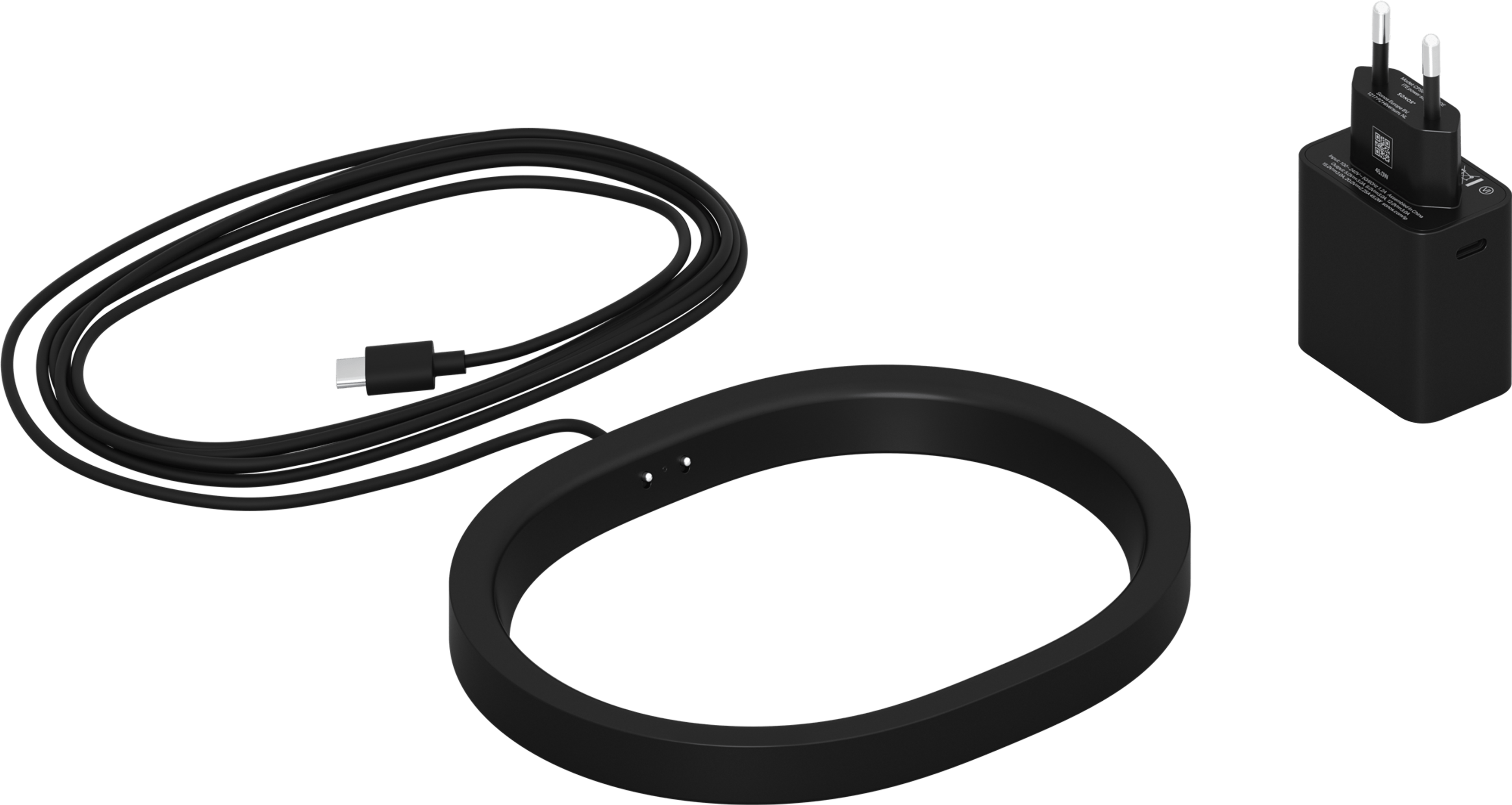 Immagine della base di ricarica wireless per Sonos Move 2 nera con la spina corrispondente alla presa in uso nel Paese in cui è commercializzata