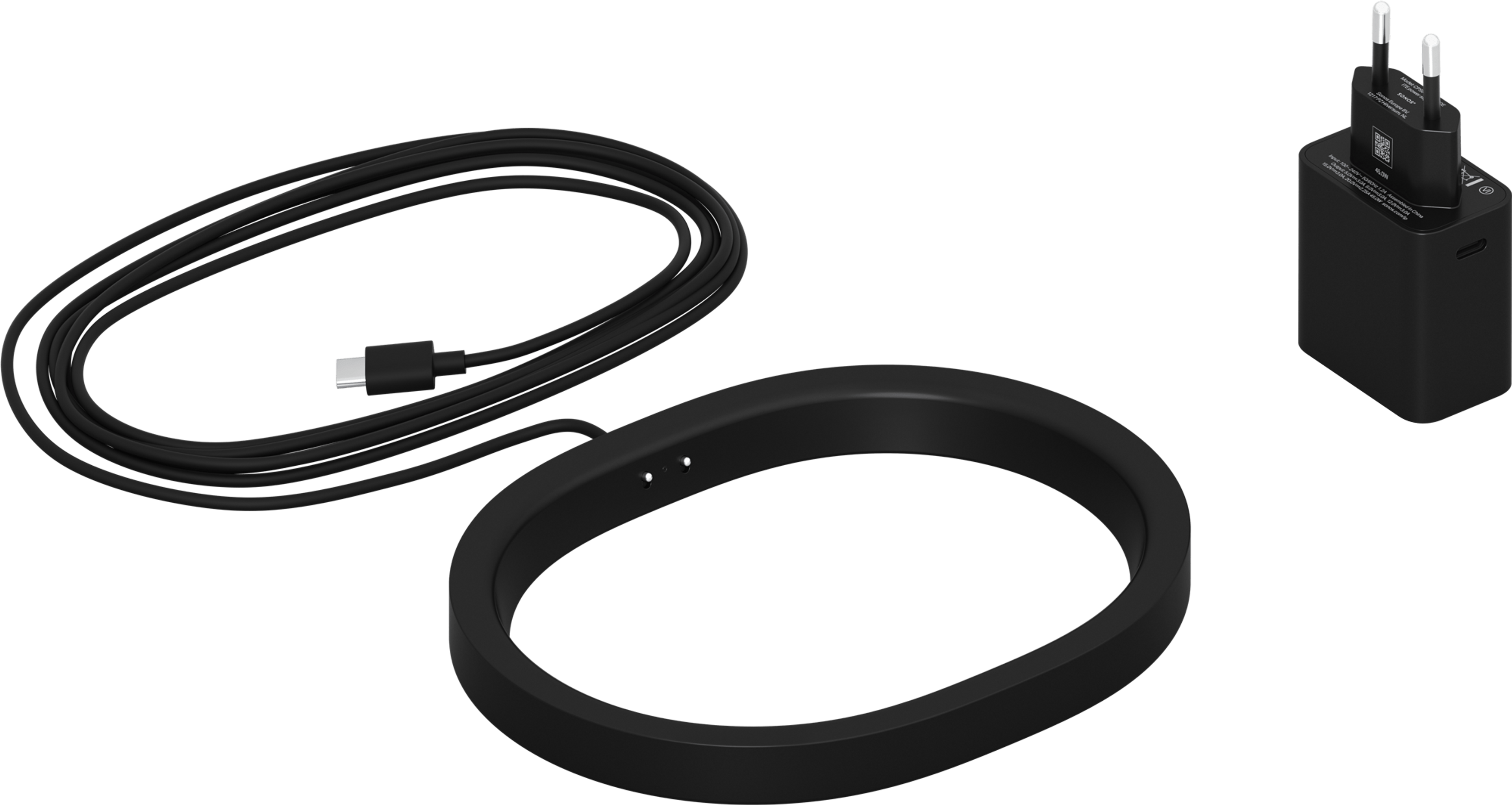 Immagine della base di ricarica wireless per Sonos Move 2 nera con la spina corrispondente alla presa in uso nel Paese in cui è commercializzata