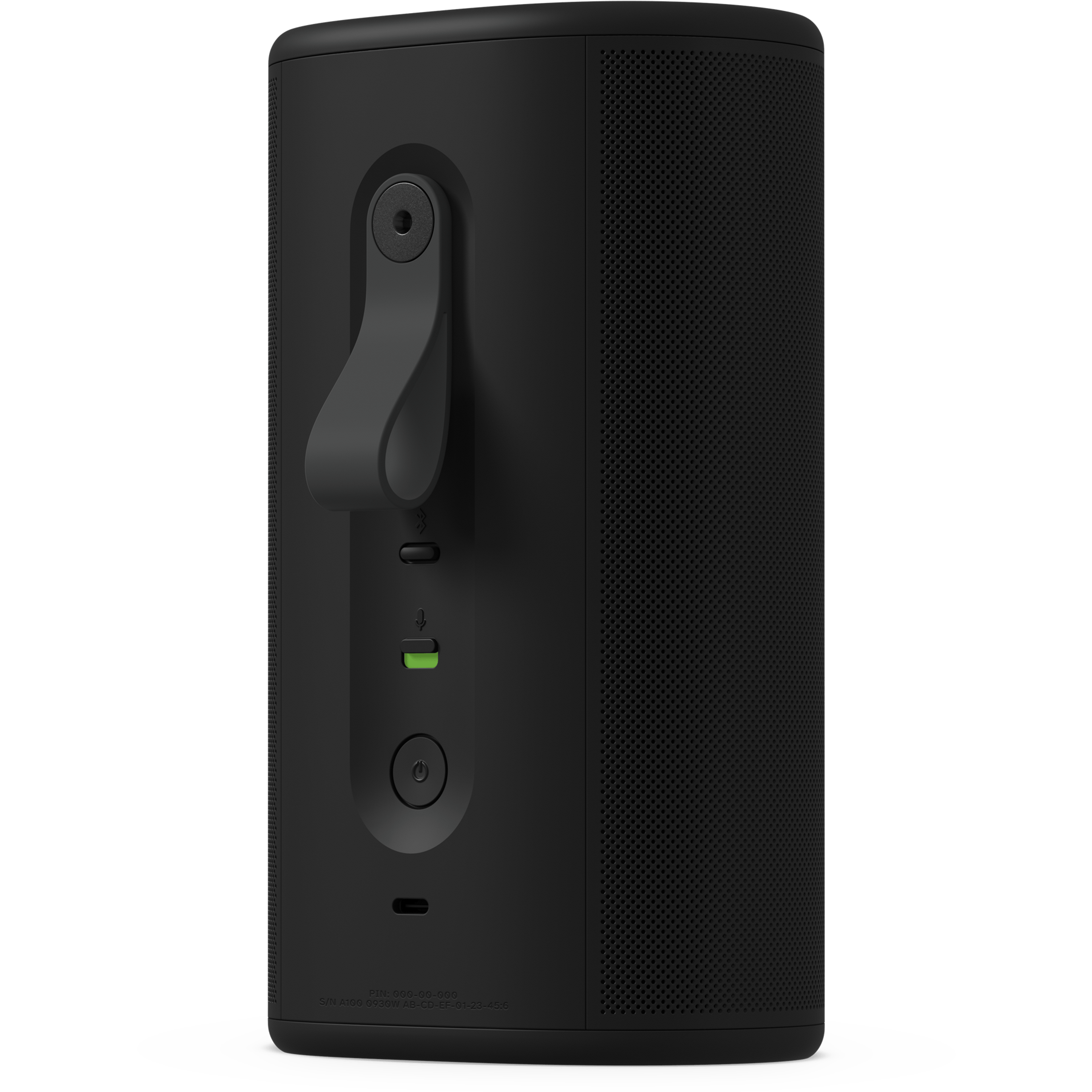 Face arrière d'un Sonos Play noir, tourné légèrement de biais