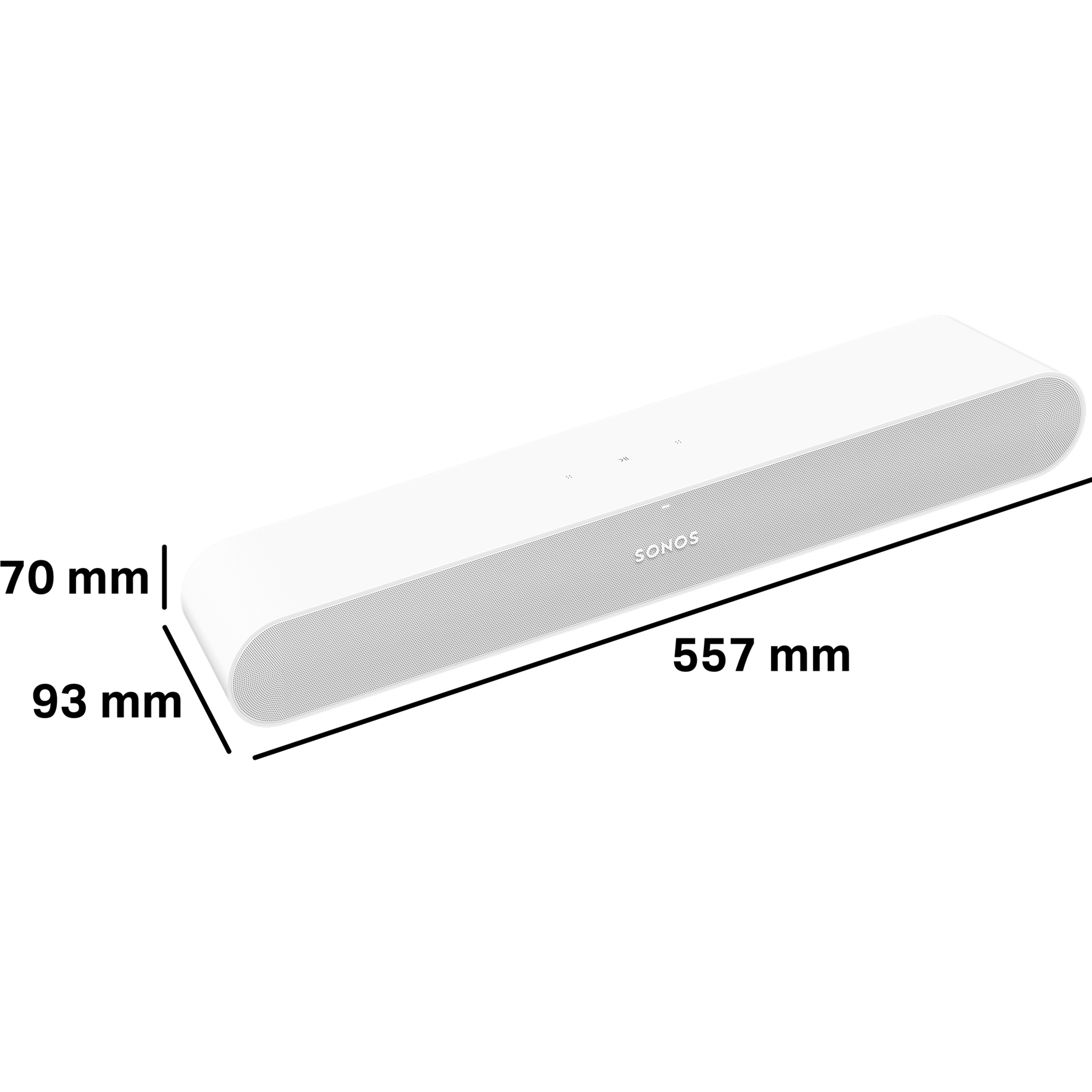 Die Sonos Ray ist 70 mm hoch, 93 mm tief und 557 mm breit