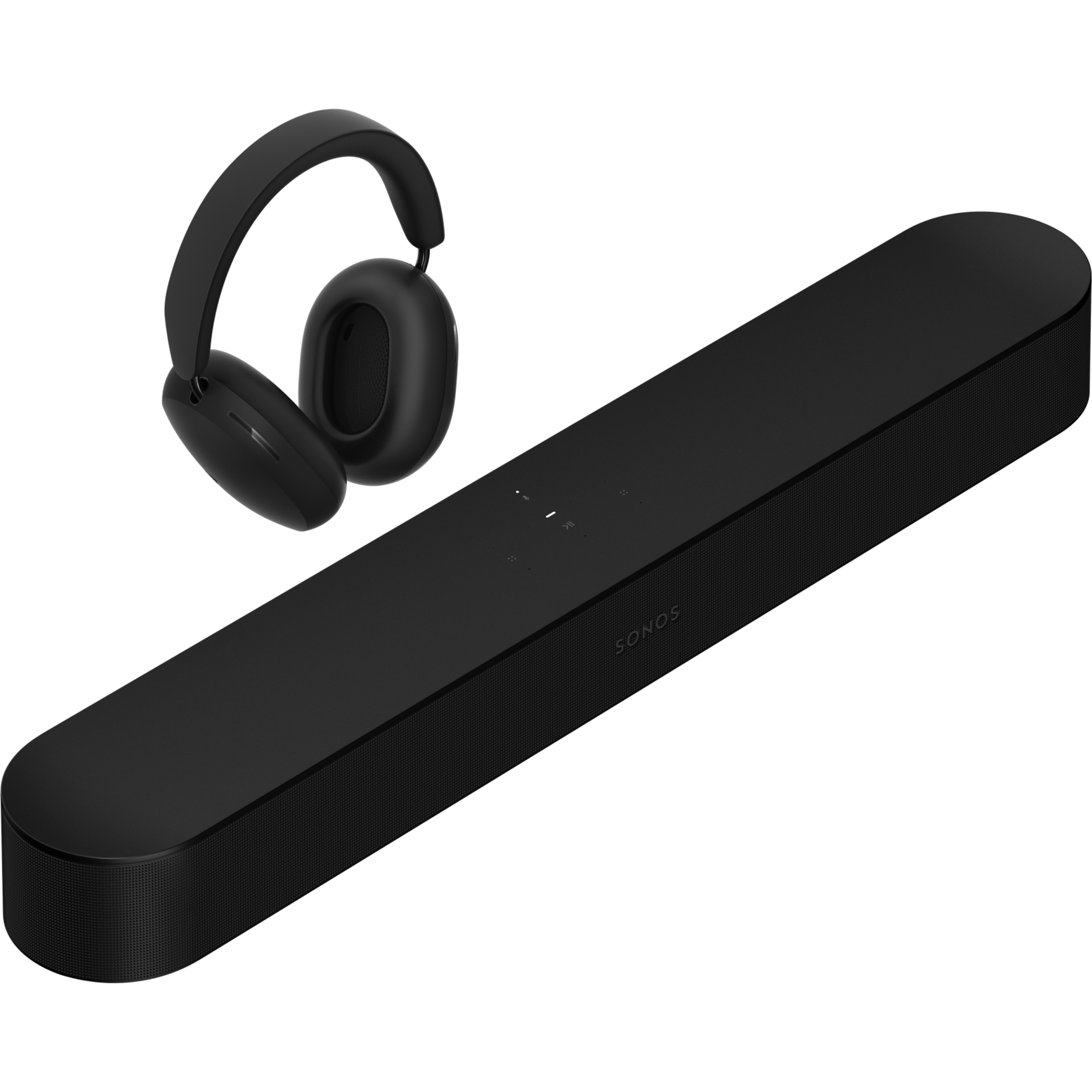 Auriculares Sonos Ace en negro y Beam en negro