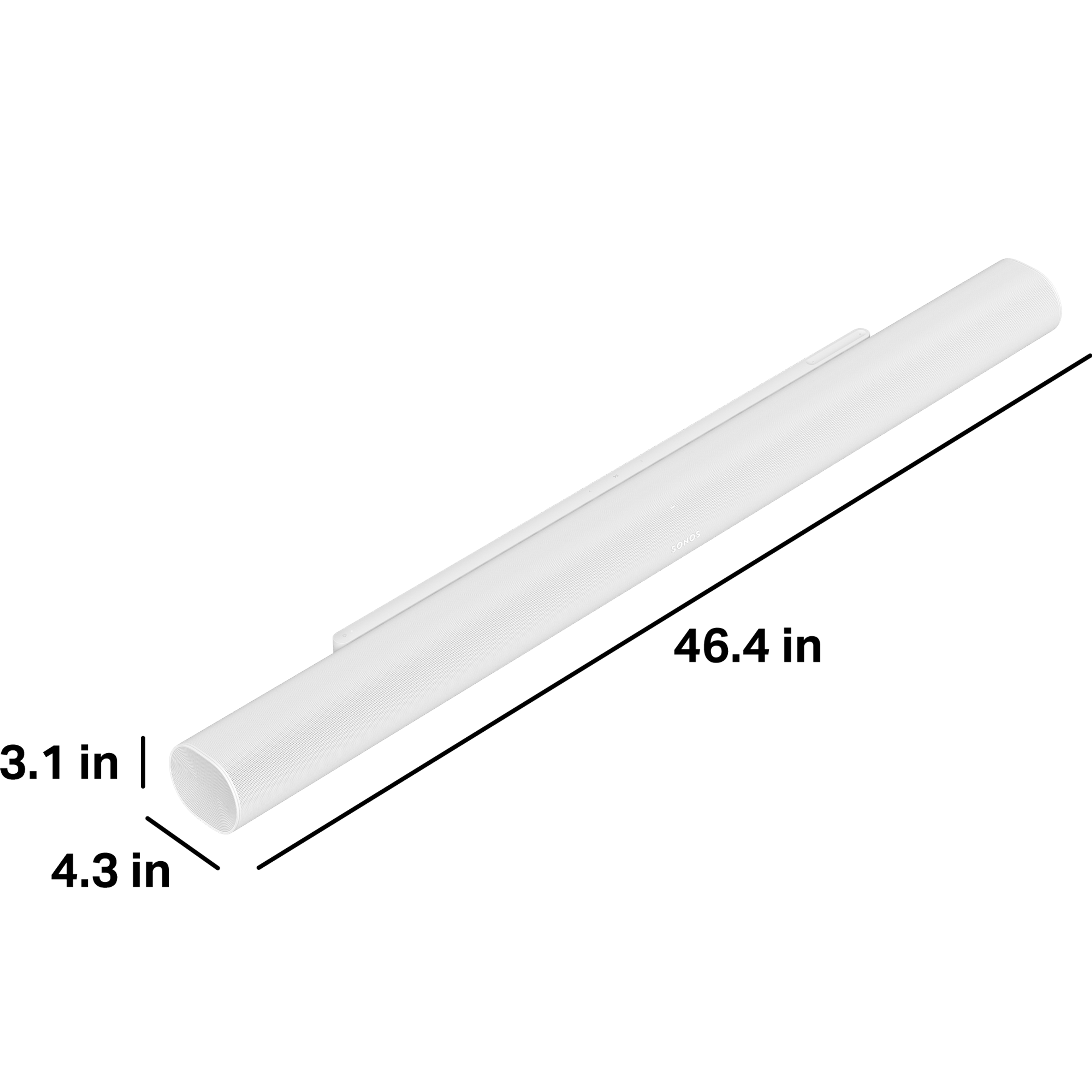 Arc Ultra is 3.1 inches tall, 4.3 inches deep, and 46.4 inches wide