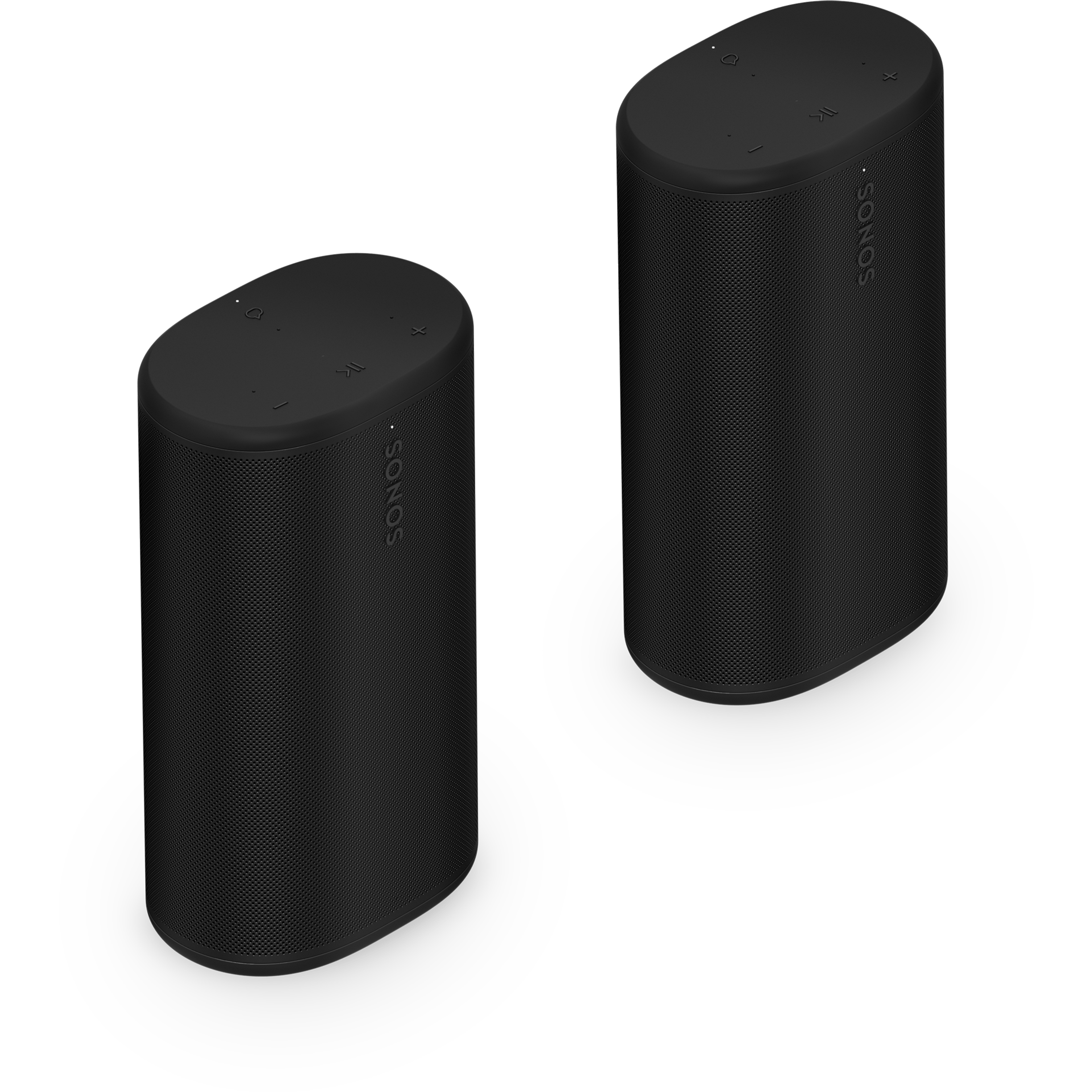 Schrägansicht eines Speaker Sets aus zwei Sonos Play in Schwarz
