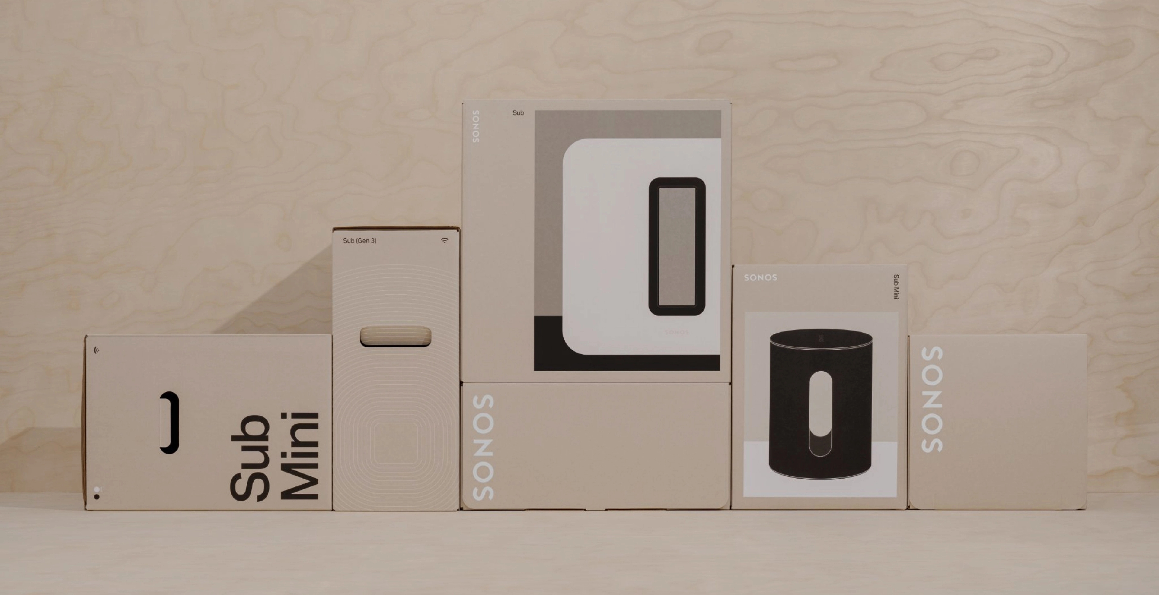 Présentation de produits Sonos dans leur emballage
