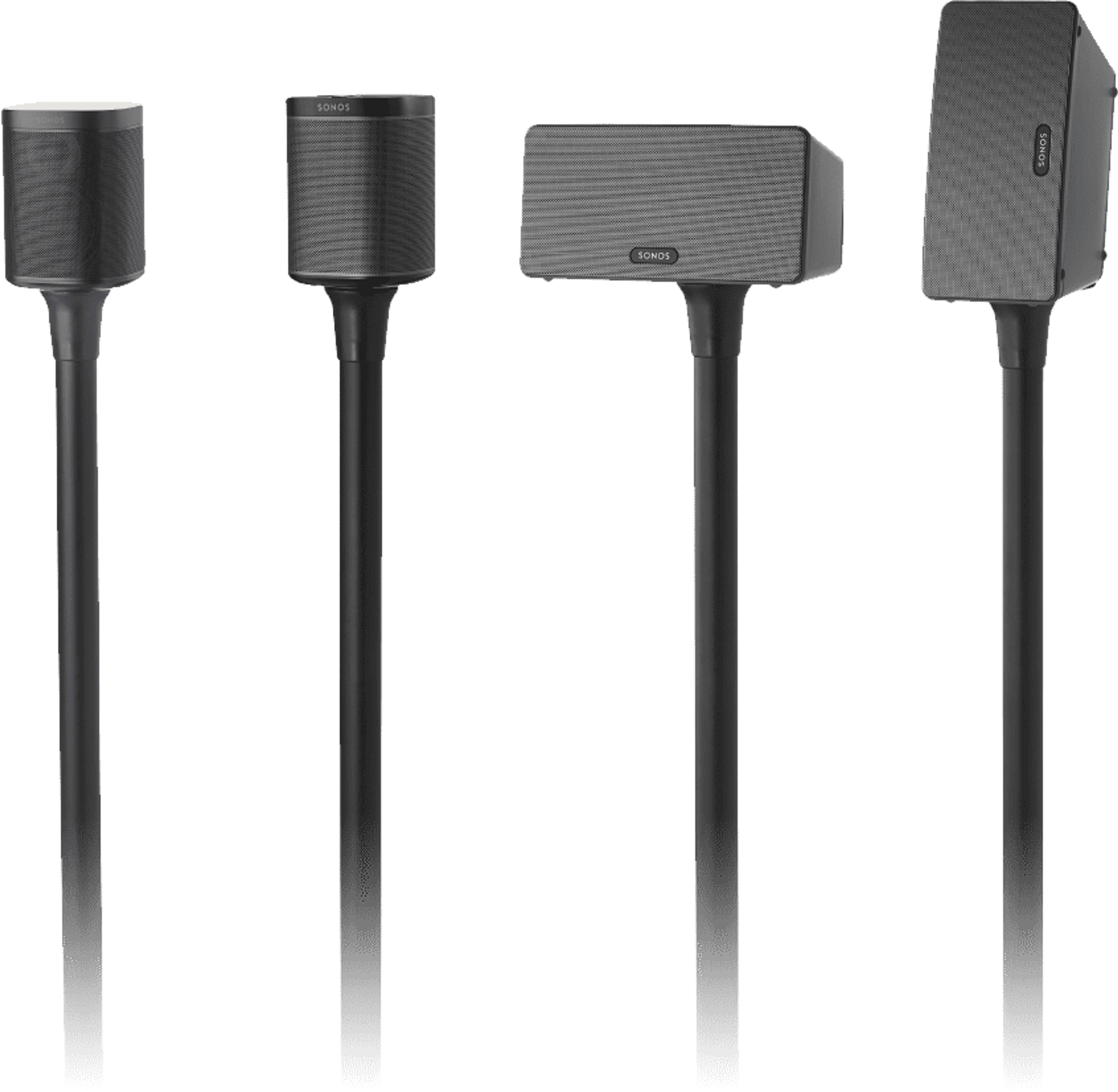 Familia de soportes de pie Sanus en negro