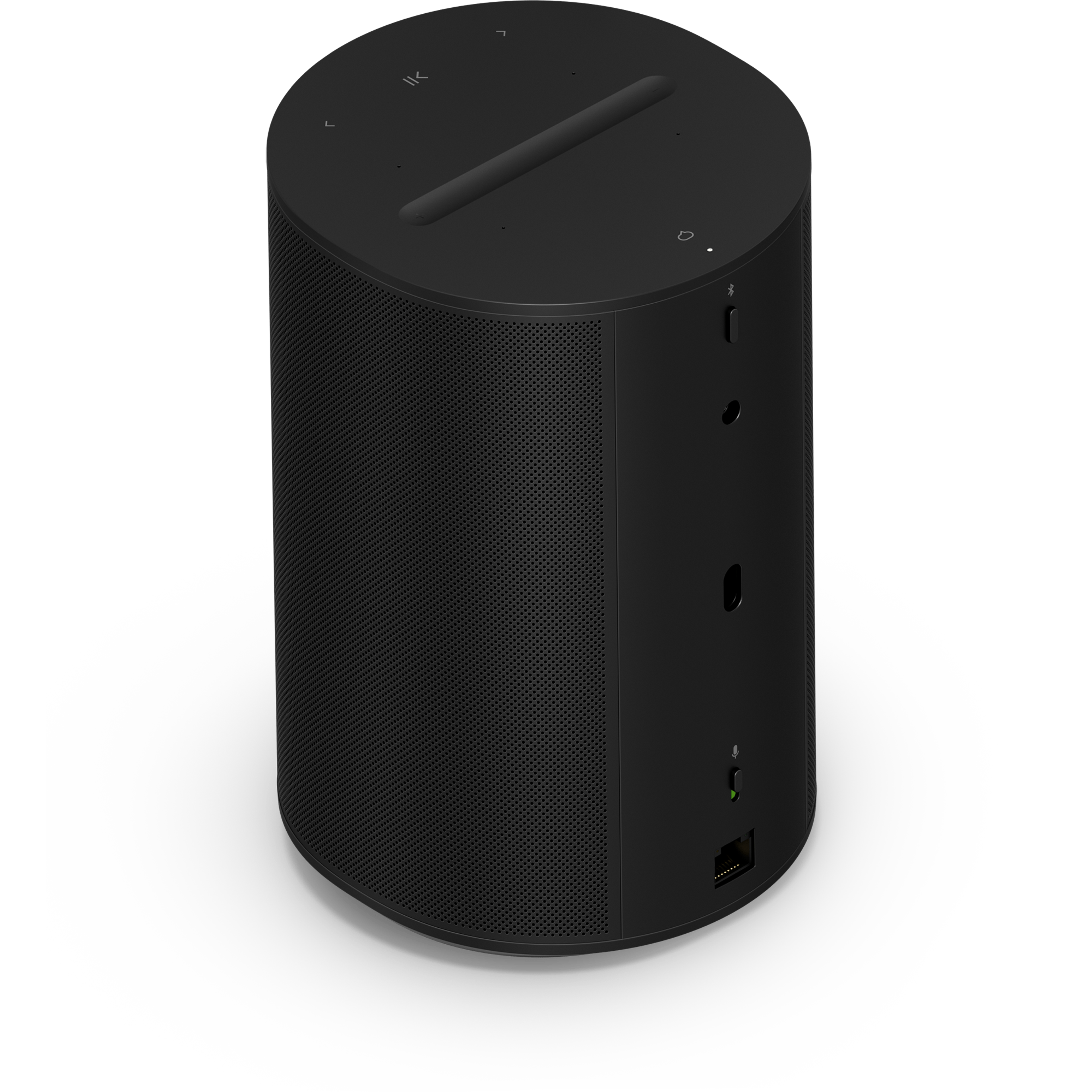 Czarny głośnik Sonos Era 100 Pro, widok z tyłu, pod kątem
