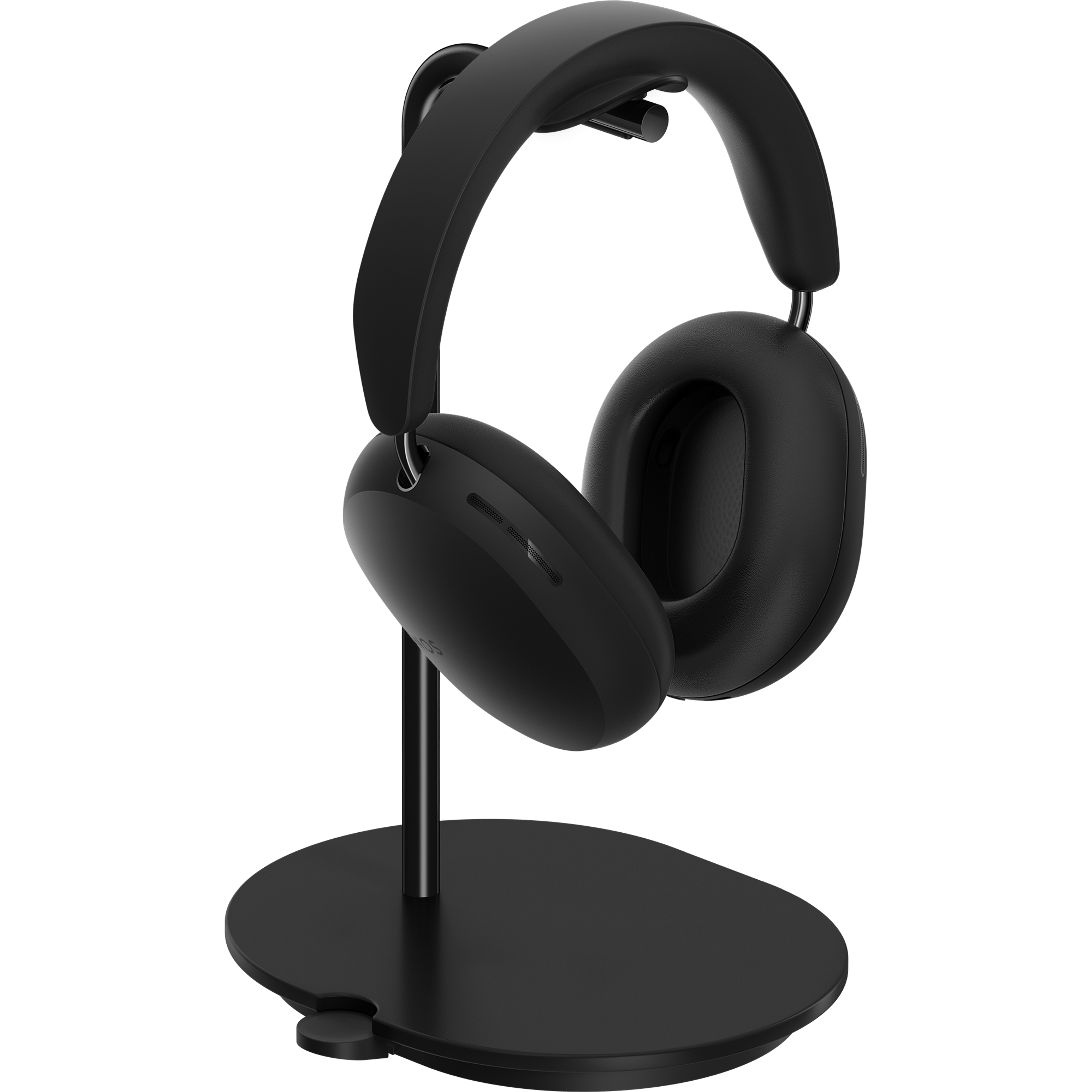 Black Sonos Ace headphones on Sanus Stand for Sonos Ace